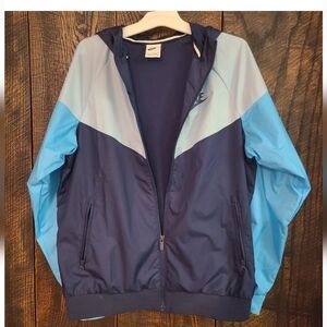 Nike Colorblock Windbreaker Hooded Jacket Blue Teal Boys X-large